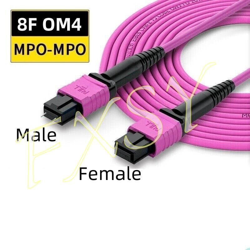 1-100M MPO Male to MPO Female OM4 8|12 Core Fiber Optical Jumper MTP to MTP lot