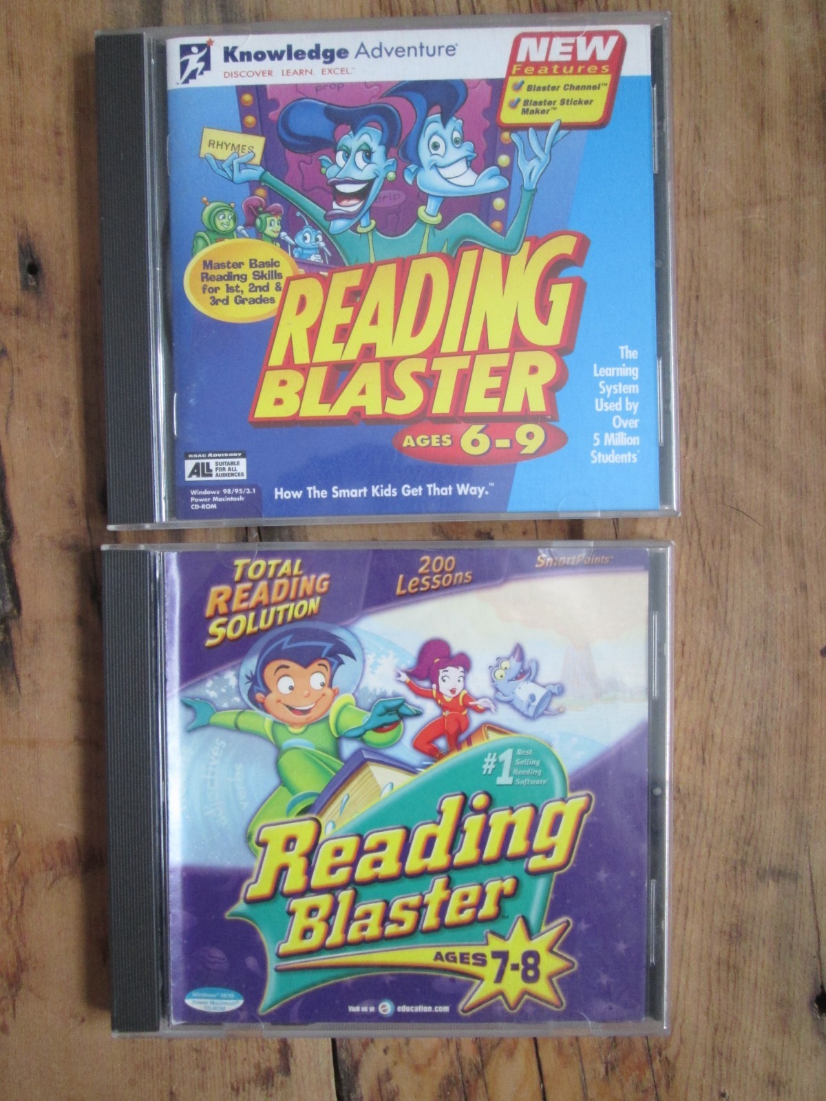 Reading Blaster Lot Ages 6-9 & 7-8 Knowledge Adventure PC CD Media Windows 98 95