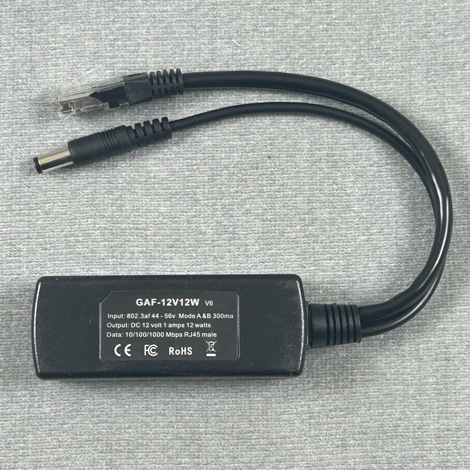 POE Texas GAF-12V12W 12V Splitter Gigabit 802.3af 1A