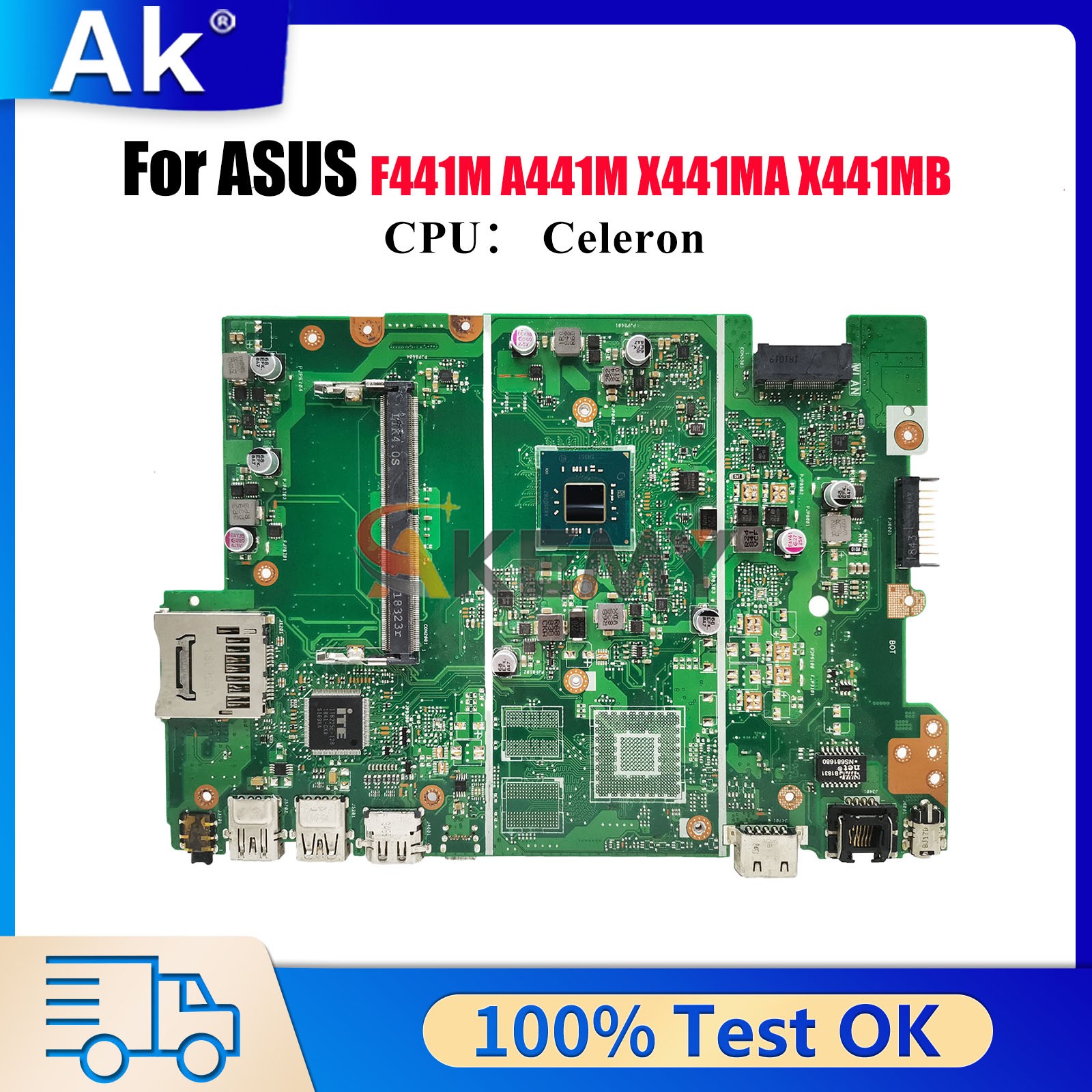 X441MA Laptop Motherboard For ASUS A441M X441MAR F441M Mainboard W/ CPU tests OK