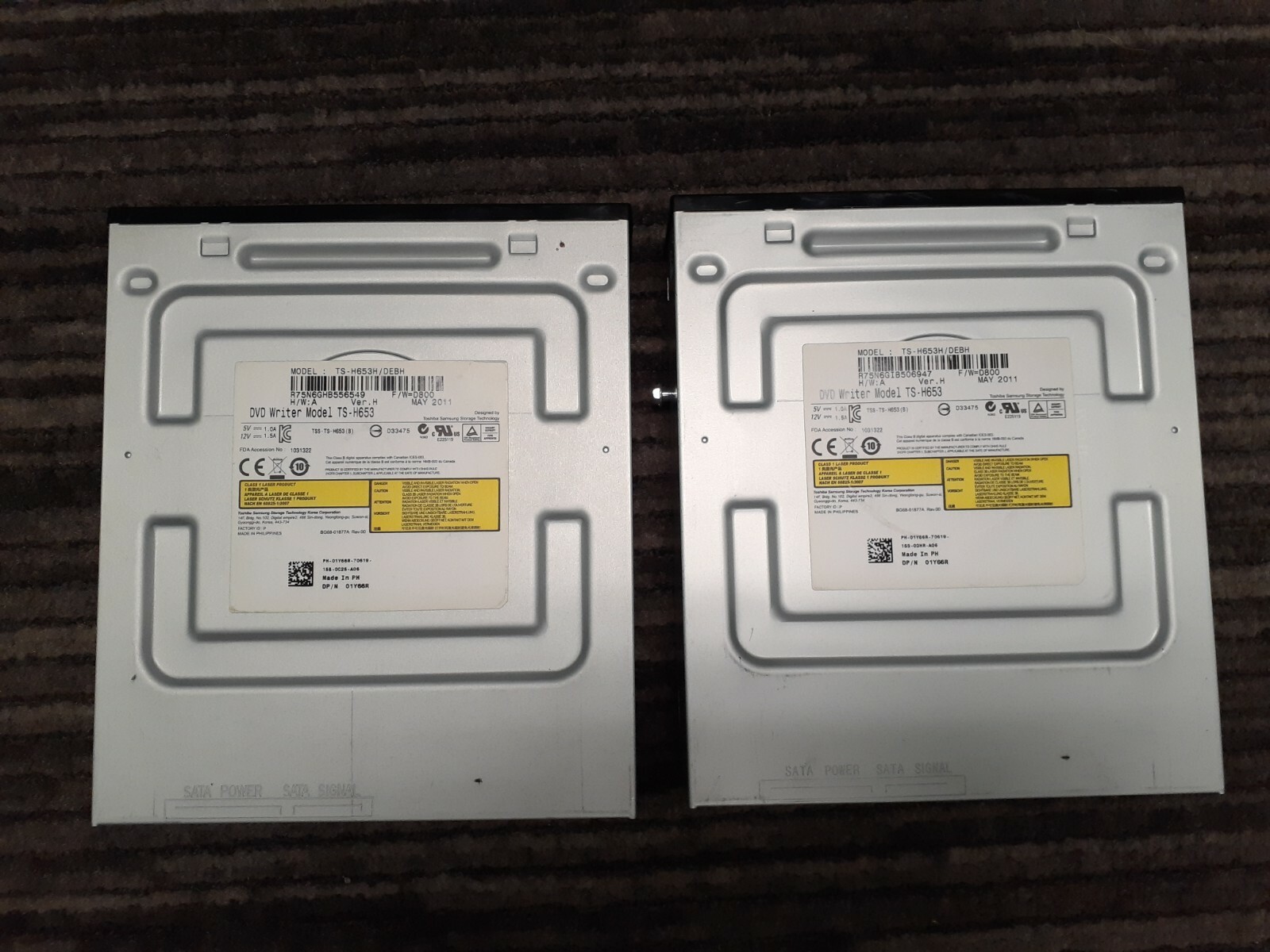 (2) Toshiba Samsung DVD Writer Model TS-H653H/DEBH TS-H653 01Y66R