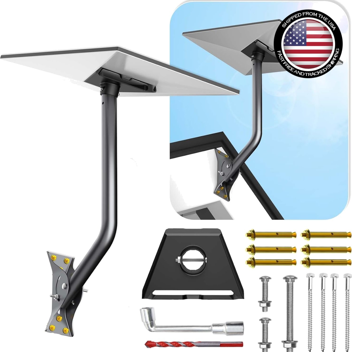Adjustable Wall/Roof Mounting Kit for Starlink 4/4X & Gen3/V3 - Durable Aluminum