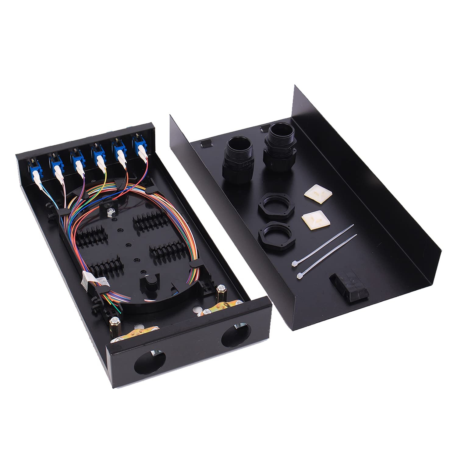 VFLTOOL LC-SM 6 12 Port Wall Mount Fiber Enclosure Singlemode OS1 Kit 1m 12