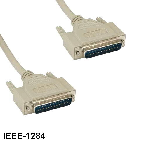 LOT10 10' IEEE-1284 DB25 25 Pin Cable Male 28AWG Parallel Printer Bi-Direction
