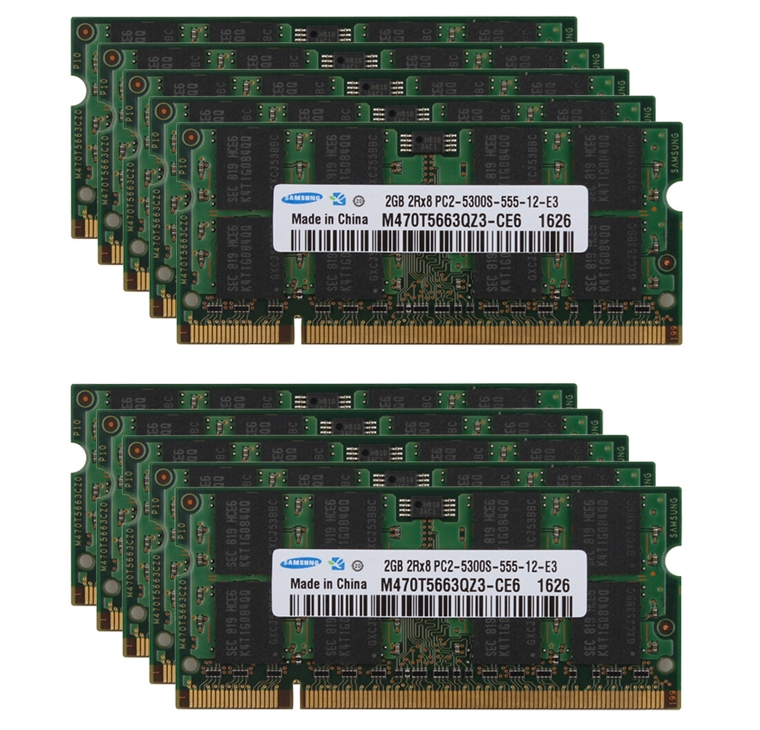 20GB SAMSUNG 2GB x10PCS 2RX8 PC2-5300S DDR2 667Mhz 200pin Laptop Memory RAM KITS