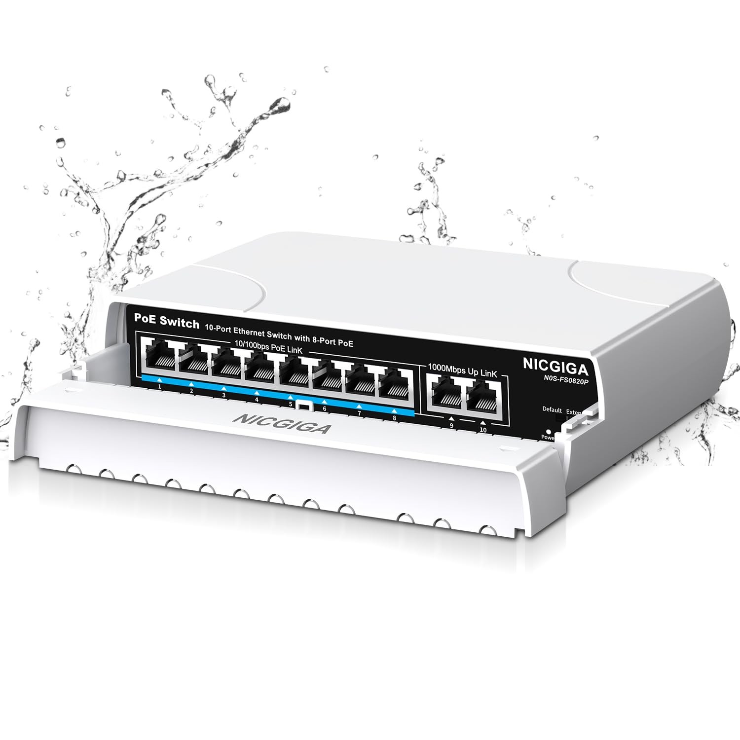 Outdoor Waterproof 8-Port PoE Switch with 8 Port PoE+@120W + Gigabit Uplink P...