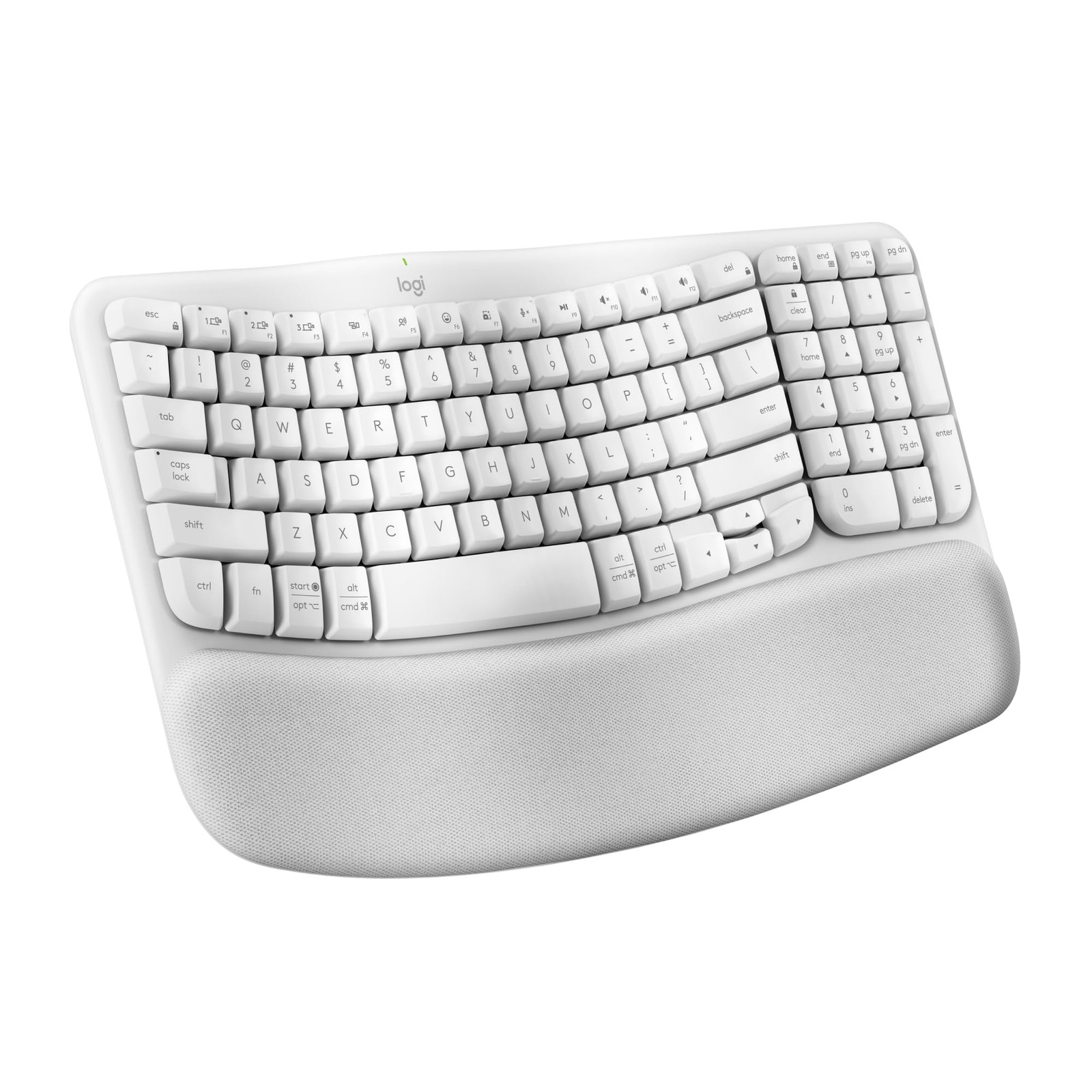 Wave Keys Wireless Ergonomic Keyboard Compact Bluetooth with Memory Foam Palm...