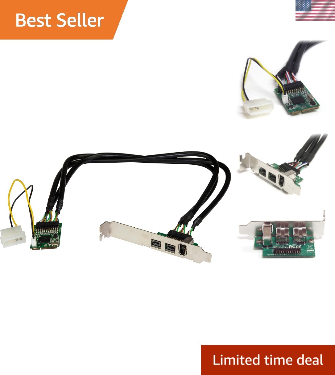 3 Port 2b 1a 1394 Mini PCI Express FireWire Card Adapter - FireWire adapter -...