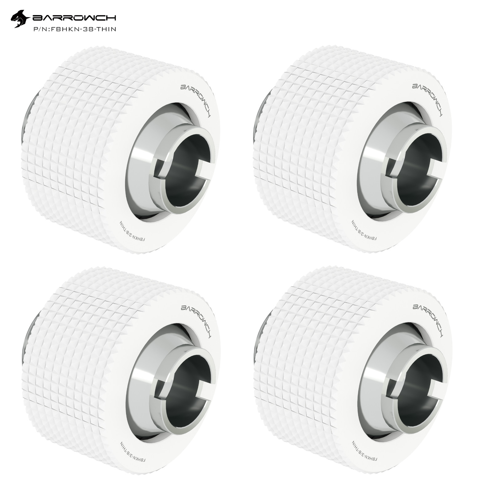 4 Pcs Barrowch G1/4" to 3/8"ID,1/2"OD Compression Fitting 10/13mm 10/13 White