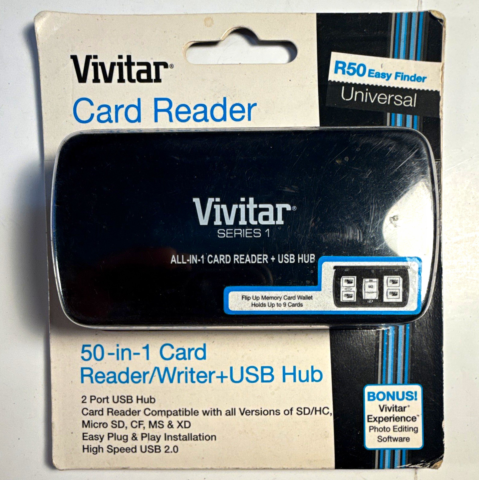 Vivitar Series 1 R50 50-in-1 Memory Card Reader Writer USB 2.0 Hub Easy Finder