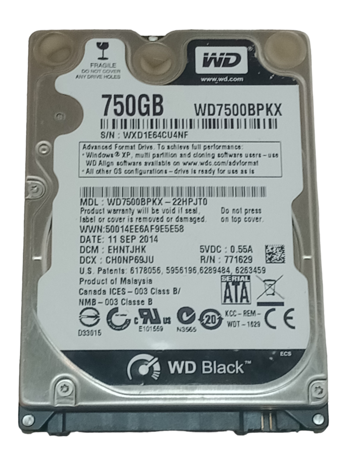 Western Digital WD7500BPKX WD Black 750GB Internal 7200RPM SATA 2.5in Laptop HDD