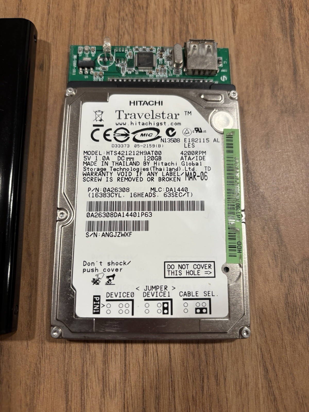 Hitachi HTS421212H9AT00 120GB IDE 2.5 Laptop HDD USB External Enclosure