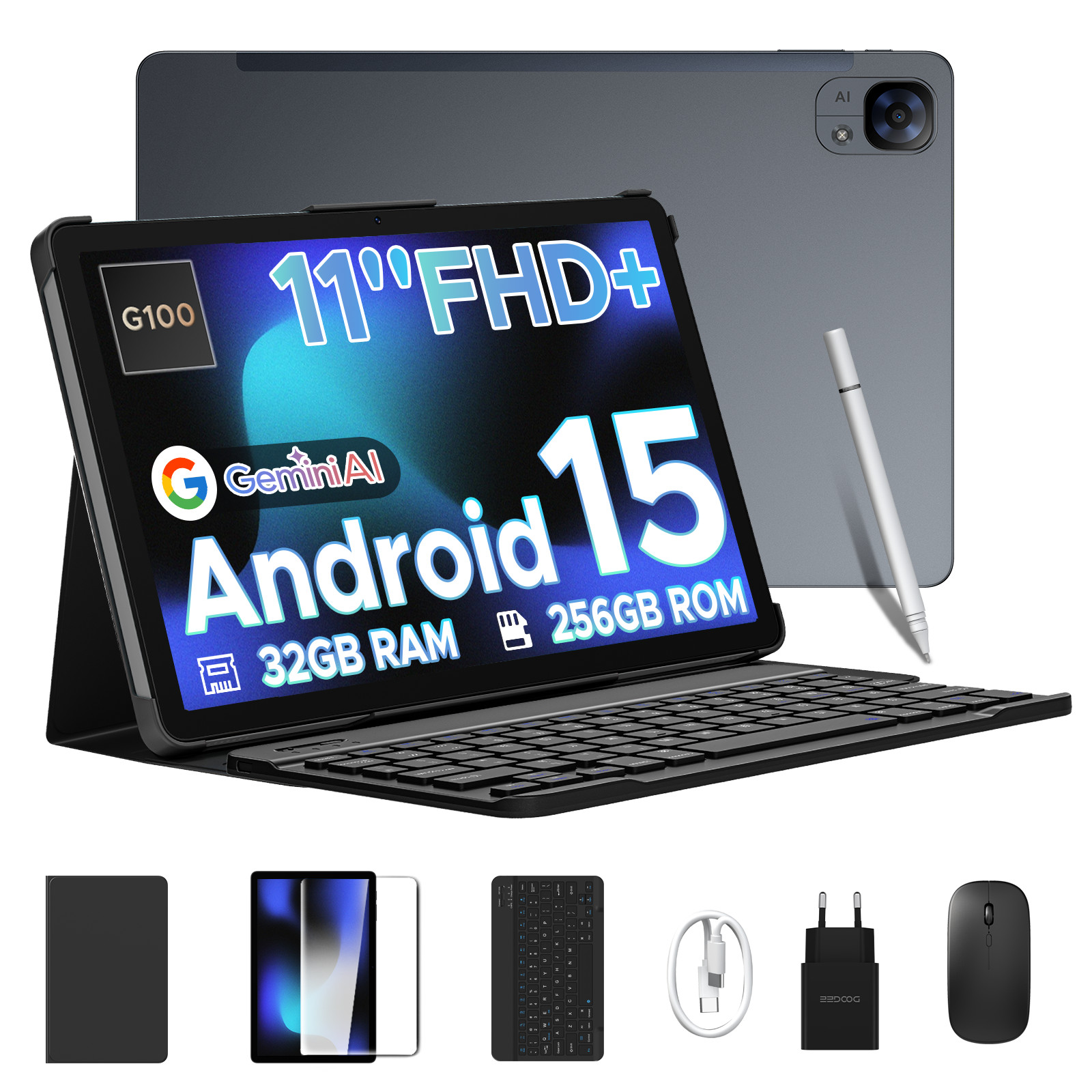 DOOGEE TABE3 Tablet 11Inch 32GB+256GB Android 15 Tablet 8000mAh Gemini AI 4G Set