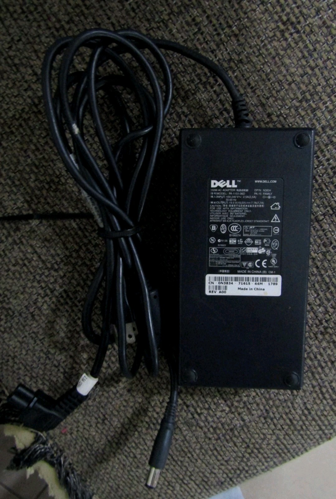 Genuine Dell 150W AC Adapter Laptop Charger PA-15 PA-1151-06D N3834 19.5V 7.7A
