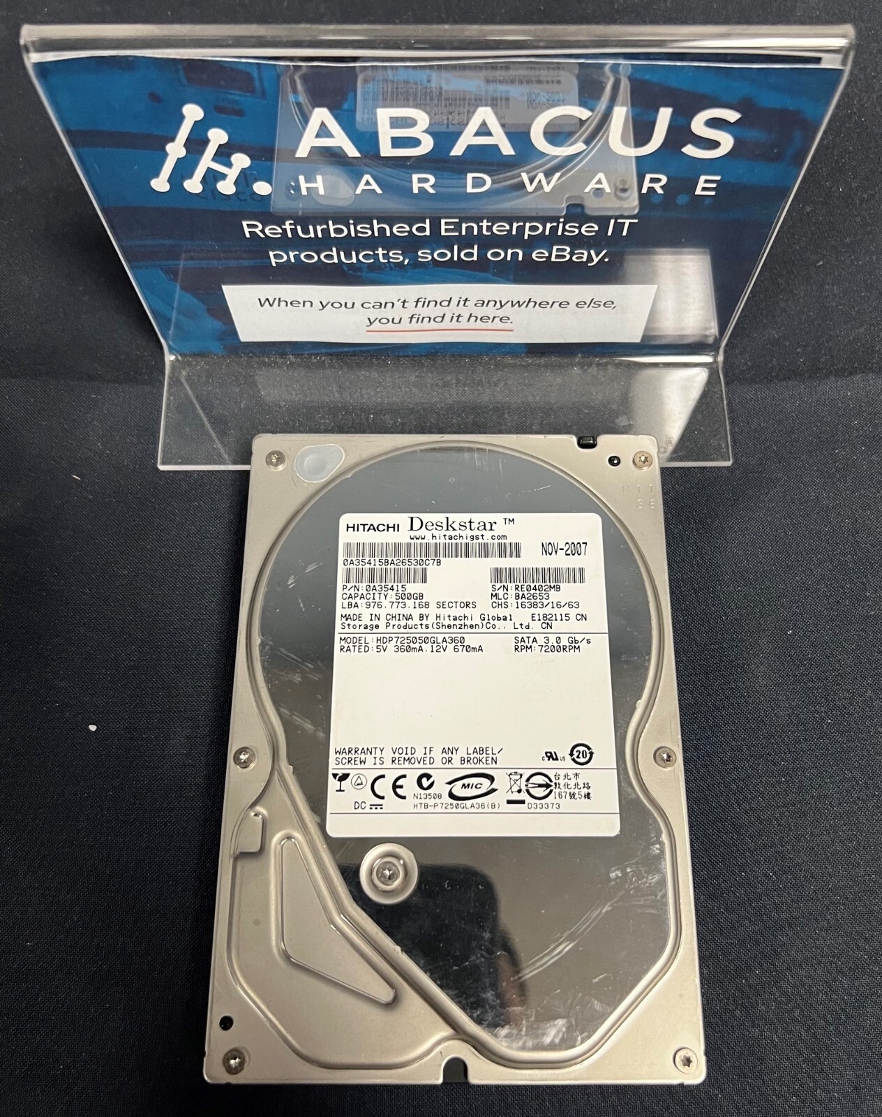 0A35415 Hitachi Deskstar 500GB 7.2K 3.0Gb/s 3.5" SATA HDD HDP725050GLA360