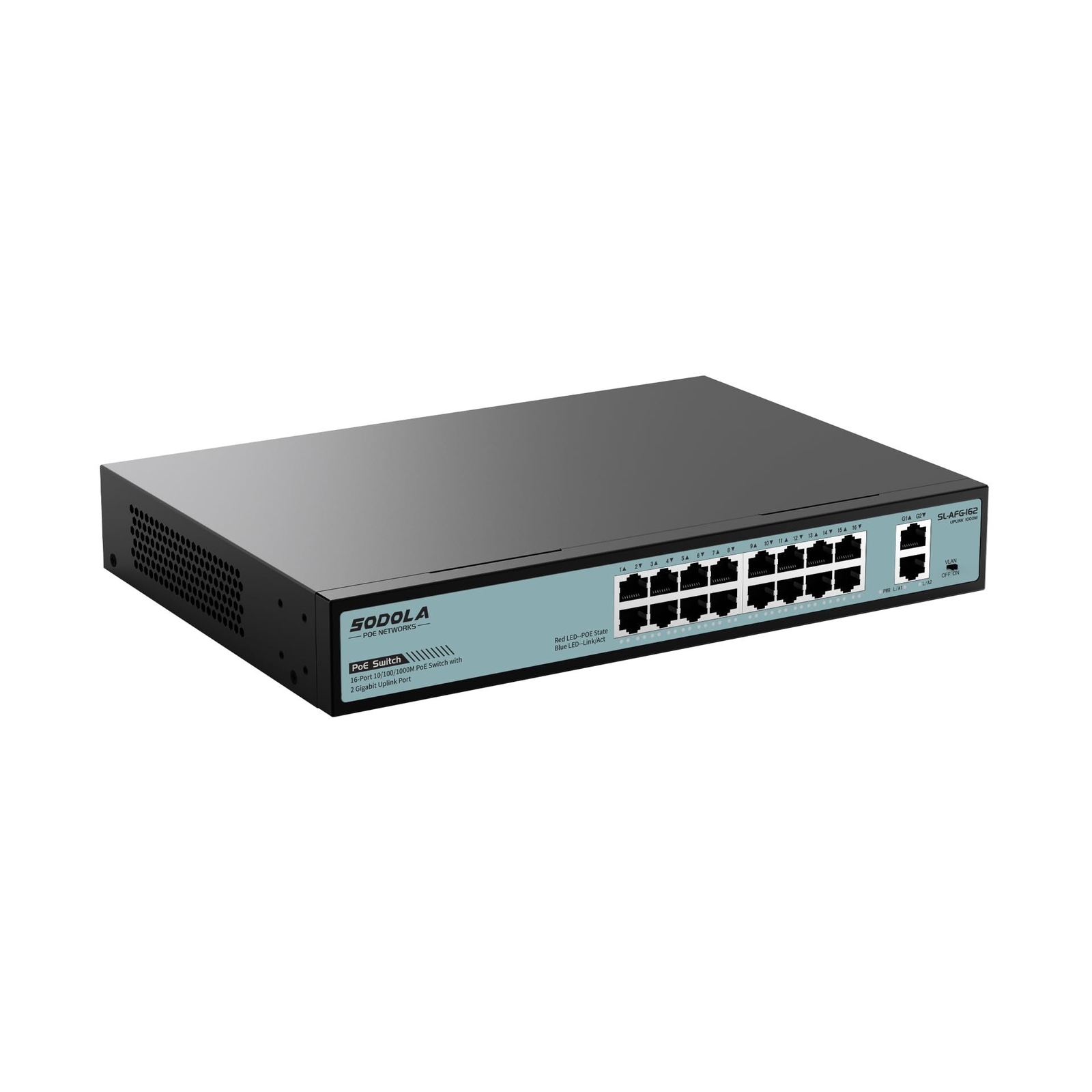 16 Port Gigabit PoE Switch 400W,2 Gigabit Uplink,802.3af/at,Port Isolation,Me...