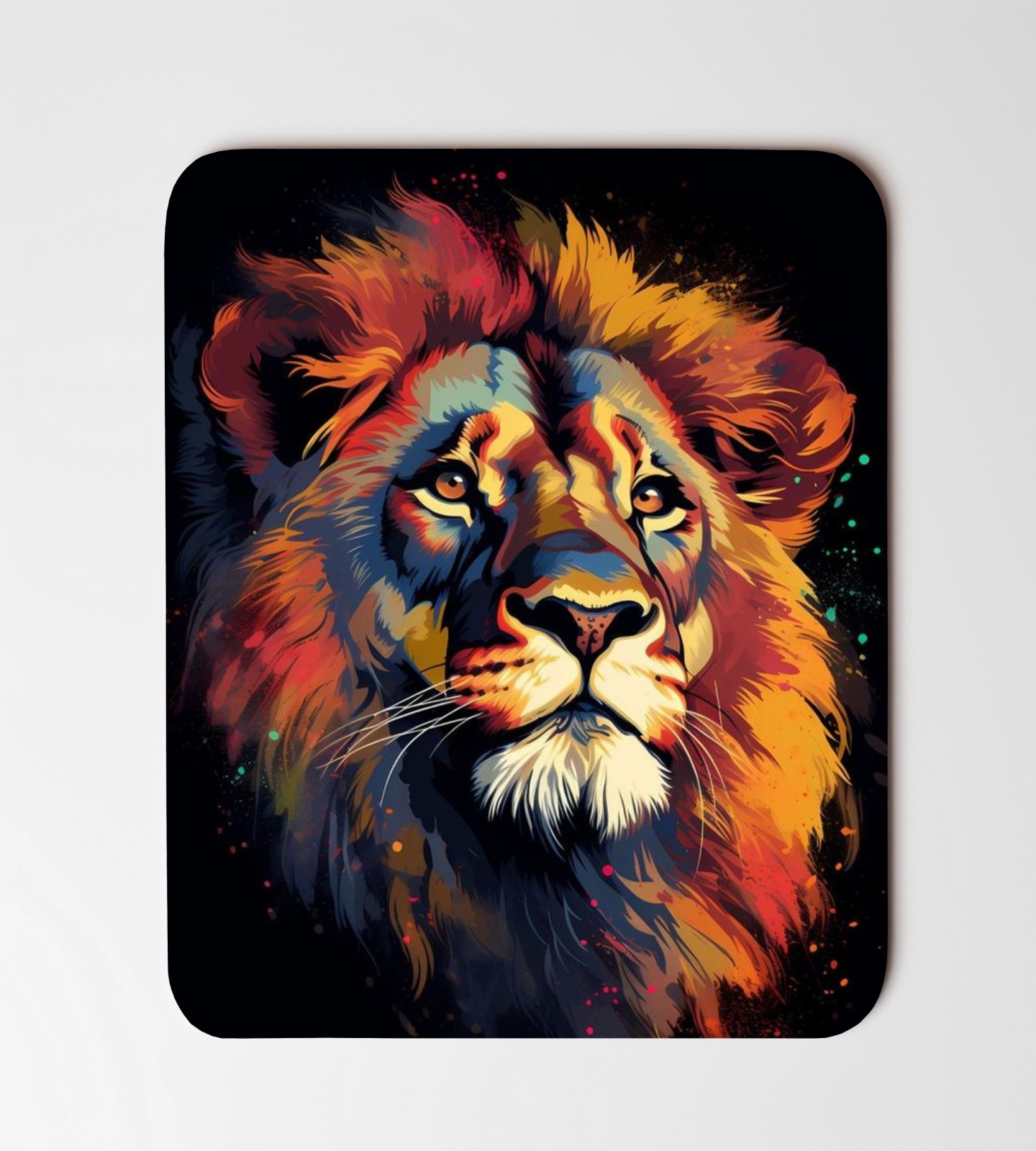 Colorful Lion Portrait Desk Mat Mouse Pad 8"x9.5" Non Slip Rectangle Mousepad