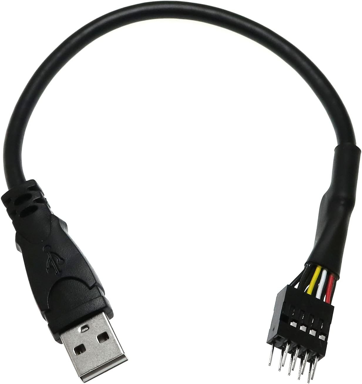 Black 9-Pin USB IDC Male Header to Single USB 2.0 Type a Male Cable 7.8 Inches