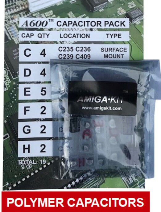 Premium Polymer Capacitor Pack for Amiga 600 A600 Recapping New Amiga Kit