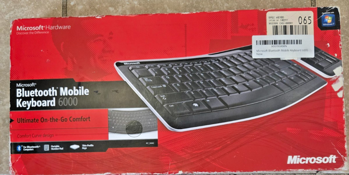 Microsoft Bluetooth Mobile Keyboard 6000 + Number Pad NEW Factory Sealed