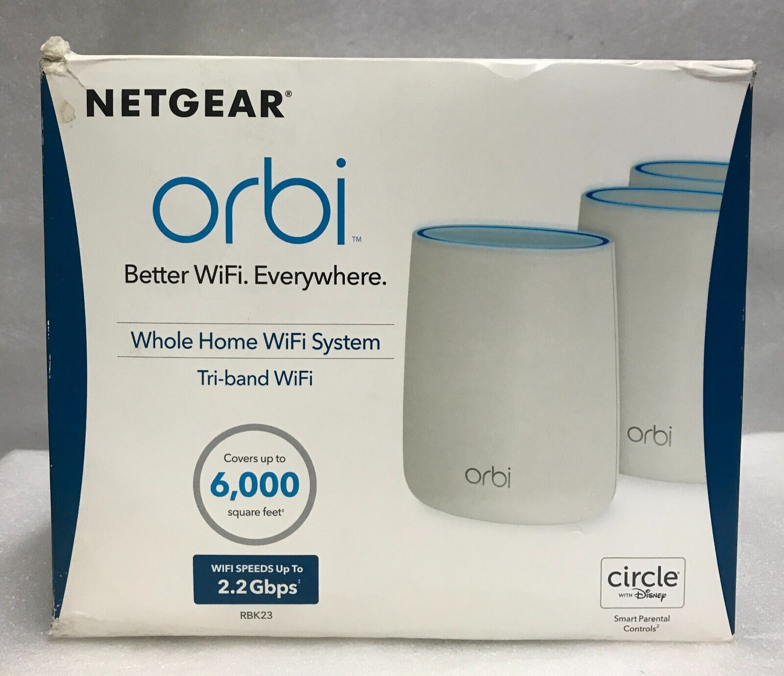 Netgear Orbi RBK23 100-NAS Whole Home 3-Band WiFi System RBS20 RBR20 2.2Gbps NEW