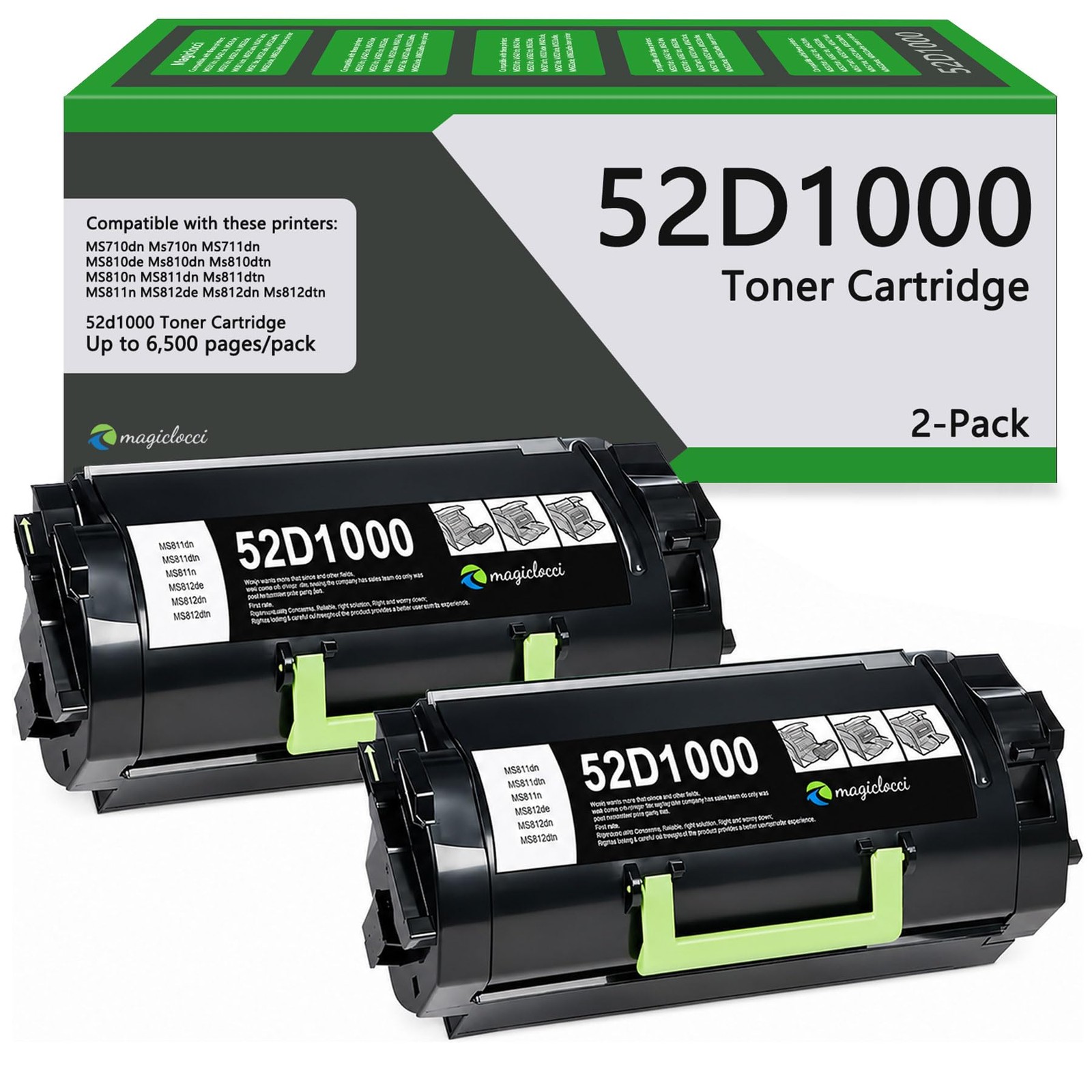 High Yield Toner Cartridge 52D1000 Black 2Pack