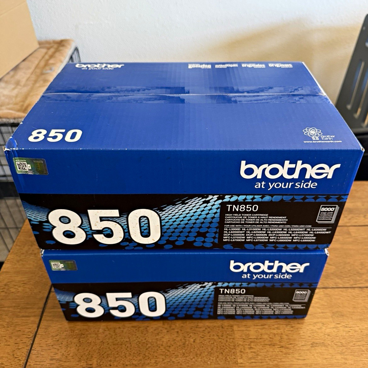 Brother Genuine TN850 Black Laser Toner Cartridge 2-Pack for HL-L5000 Series