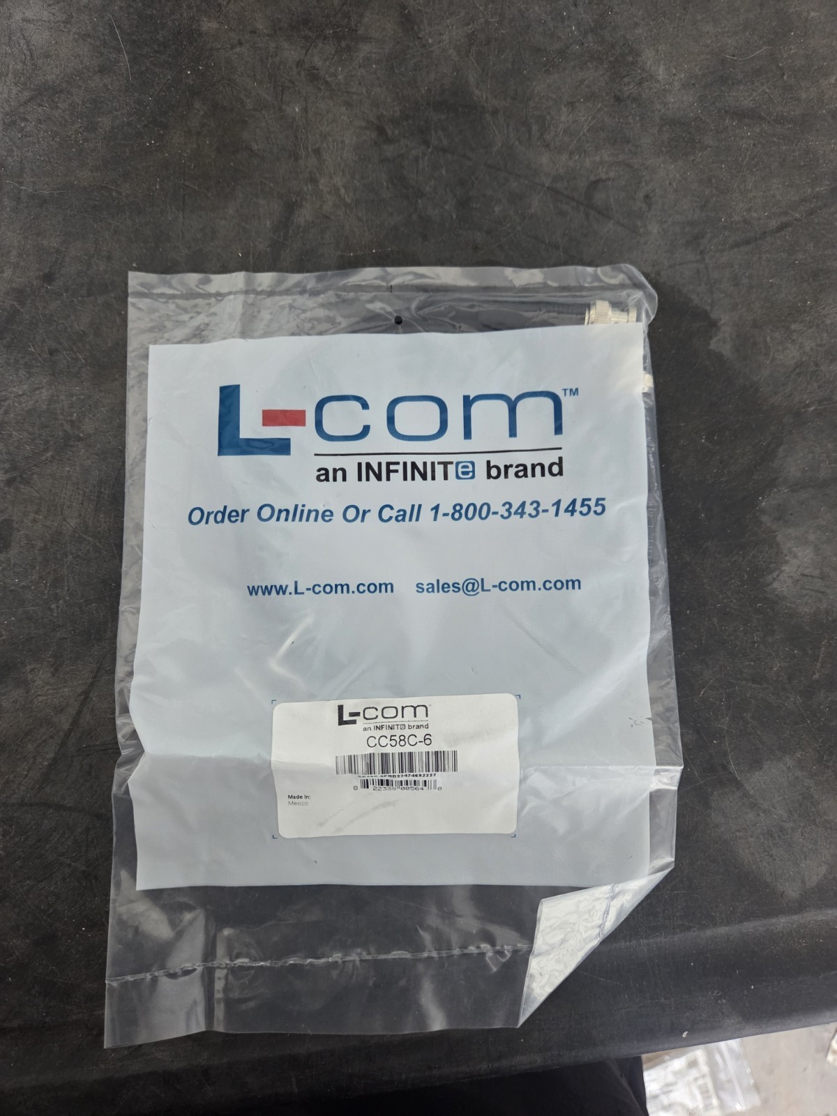 L-com CC58C-6 Coaxial Cable BNC Connector 6ft 