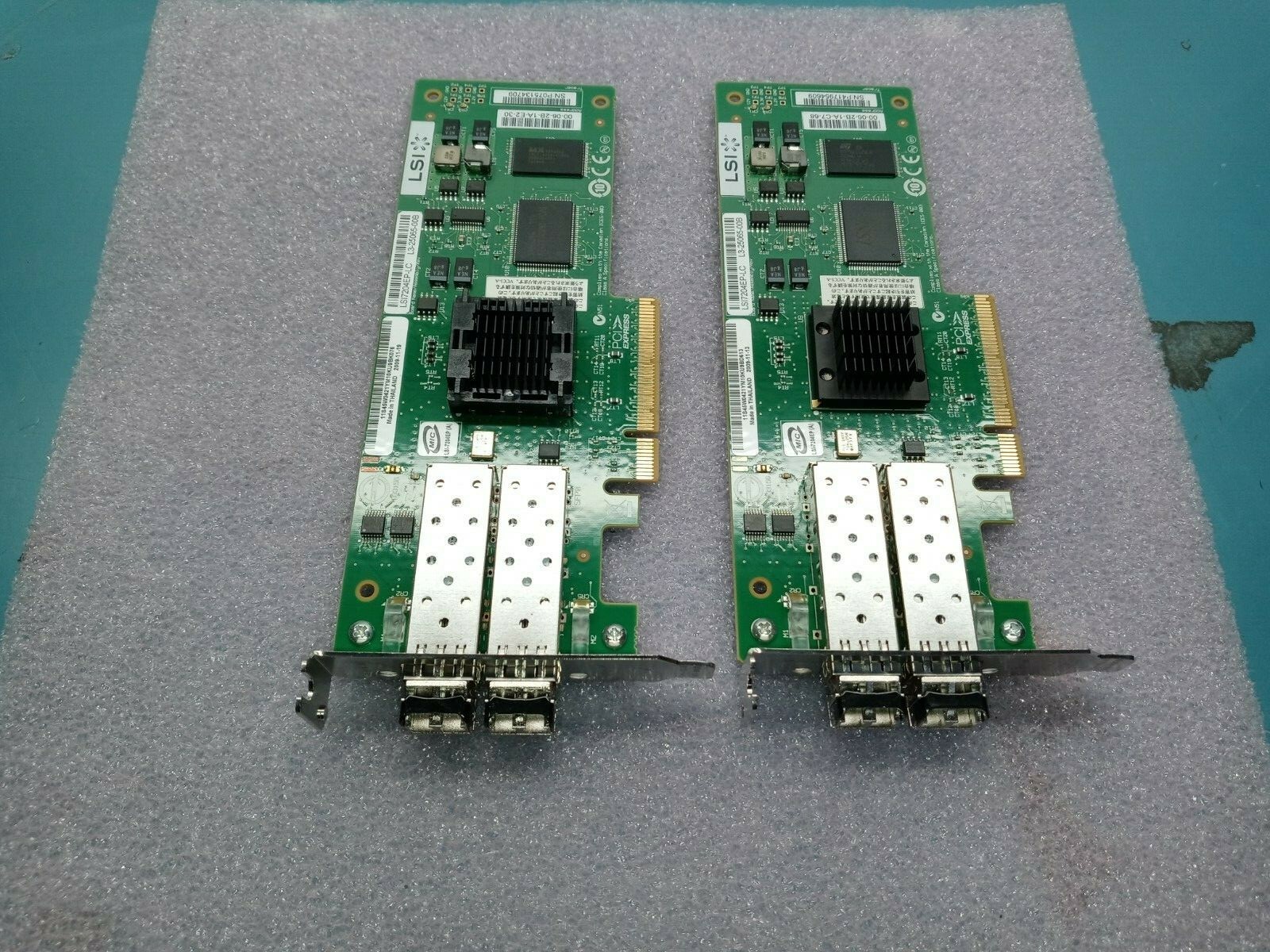 Lot of 2 LSI 7204EP-LC Dual Port Host Bus Adapter PCIe 4Gb Fibre Channel