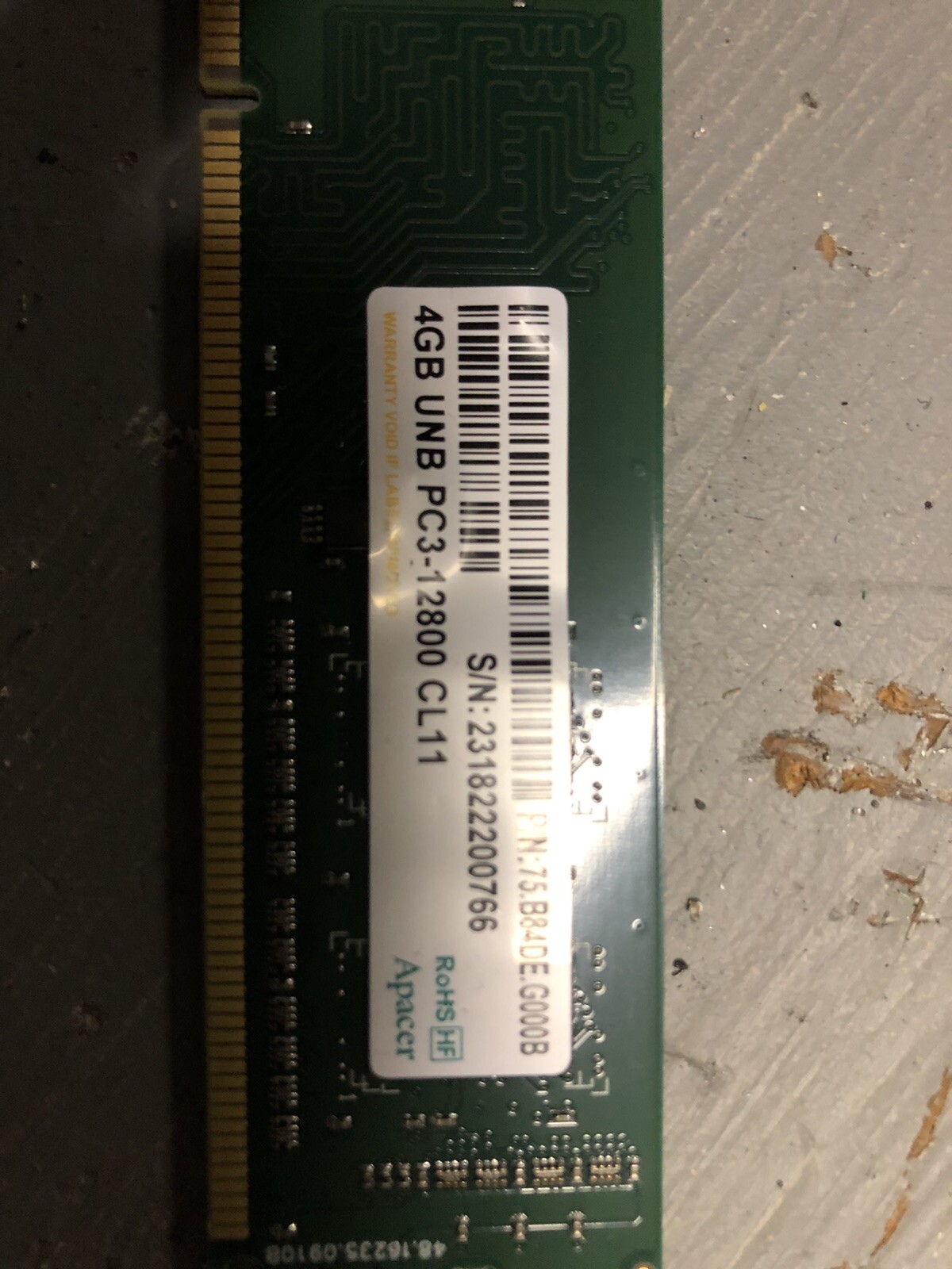 Apacer 4GB Memory Sticks UNB PC3-12800 CL11 75.B84DE.G000B 