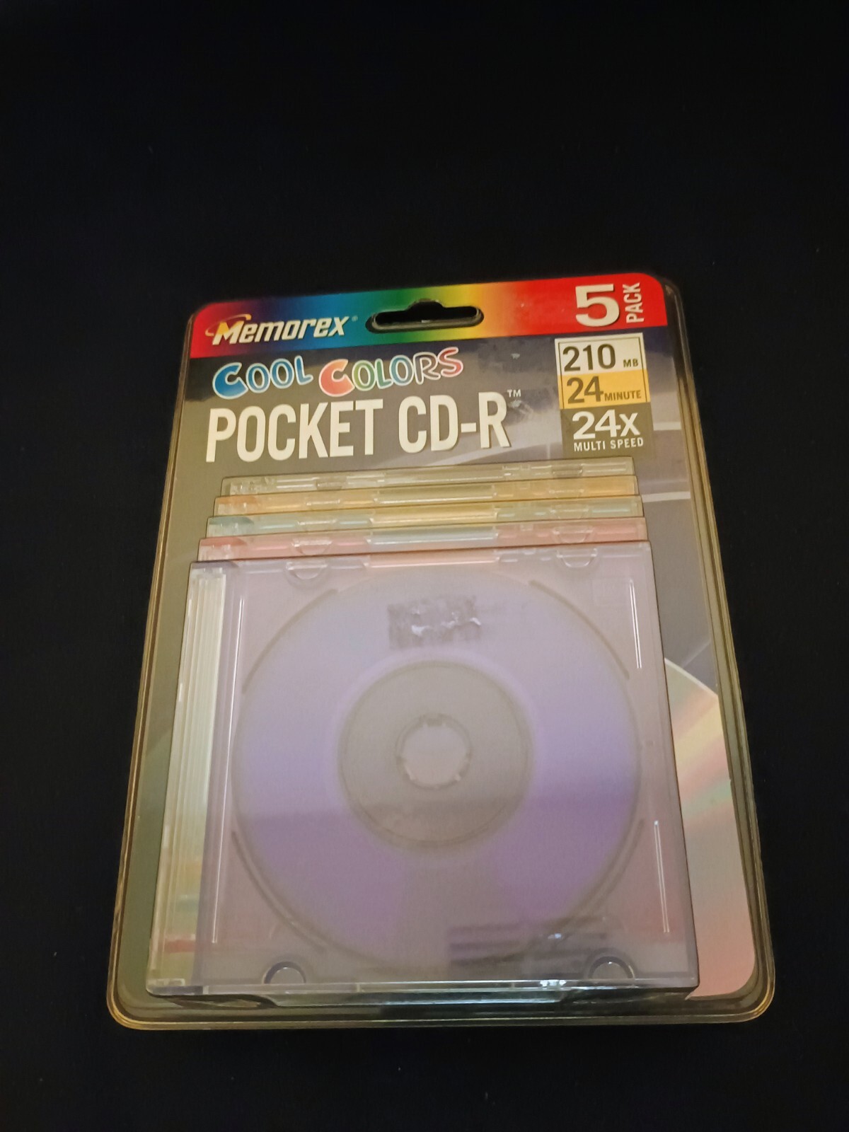 VTG Memorex 5 Pack Cool Colors Pocket CD-R Discs 210 MB 24X SEALED 8cm Recordabl