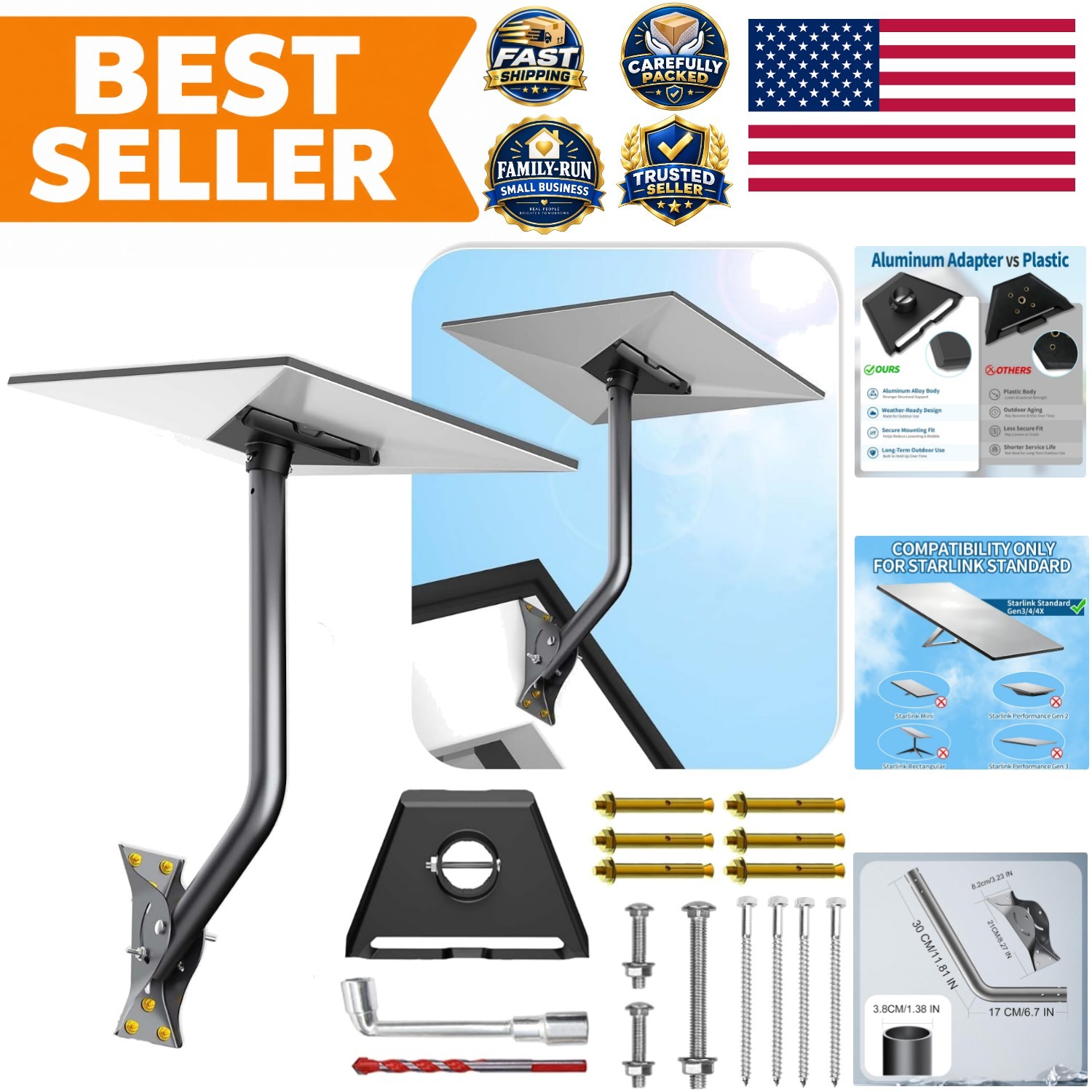 Versatile Adjustable Mount for Starlink Standard 4/4X - Easy Installation Kit