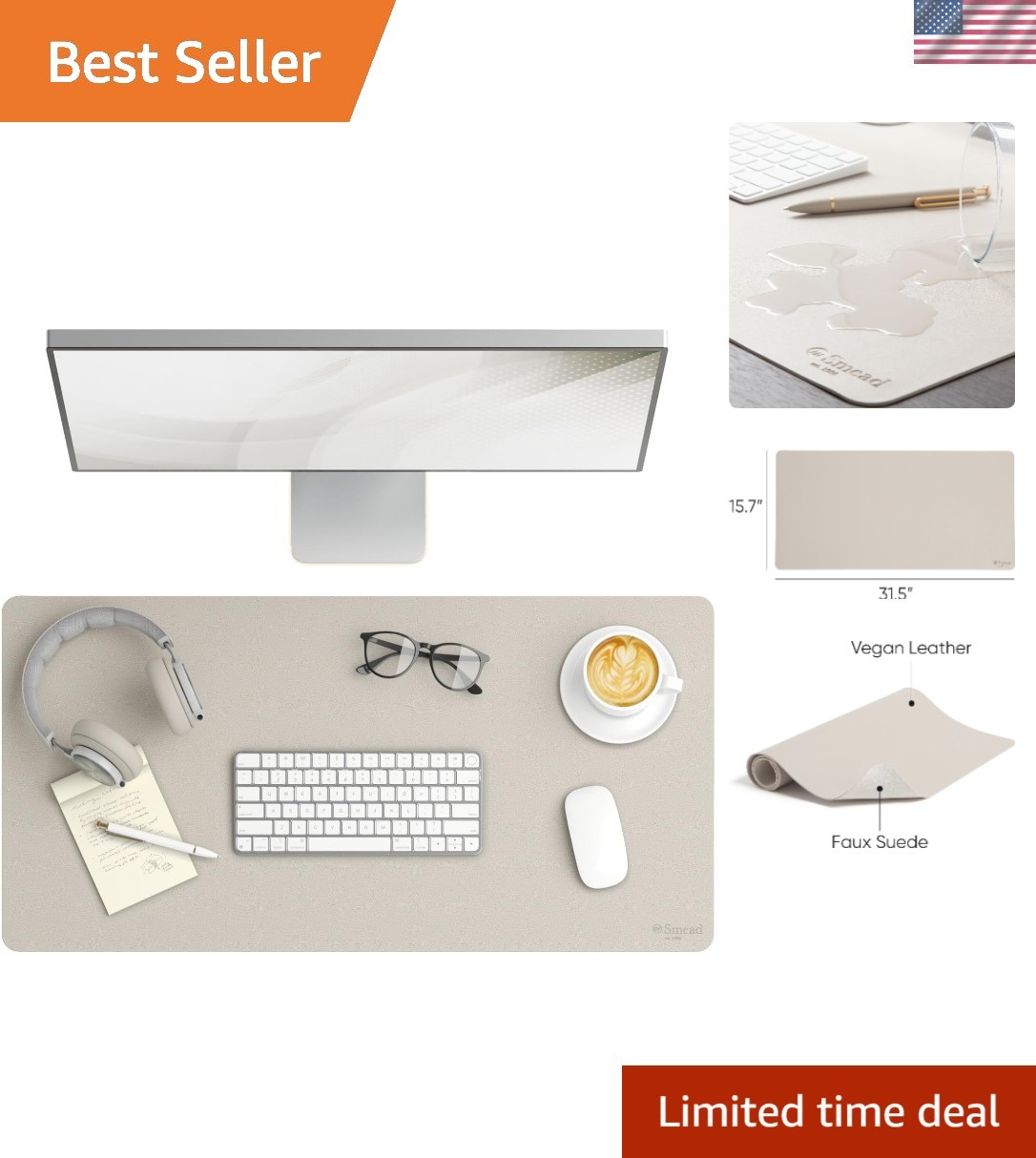 Multi-Functional  Leather Desk Mat 31.5” x 15.7” – Elegant Office Essential
