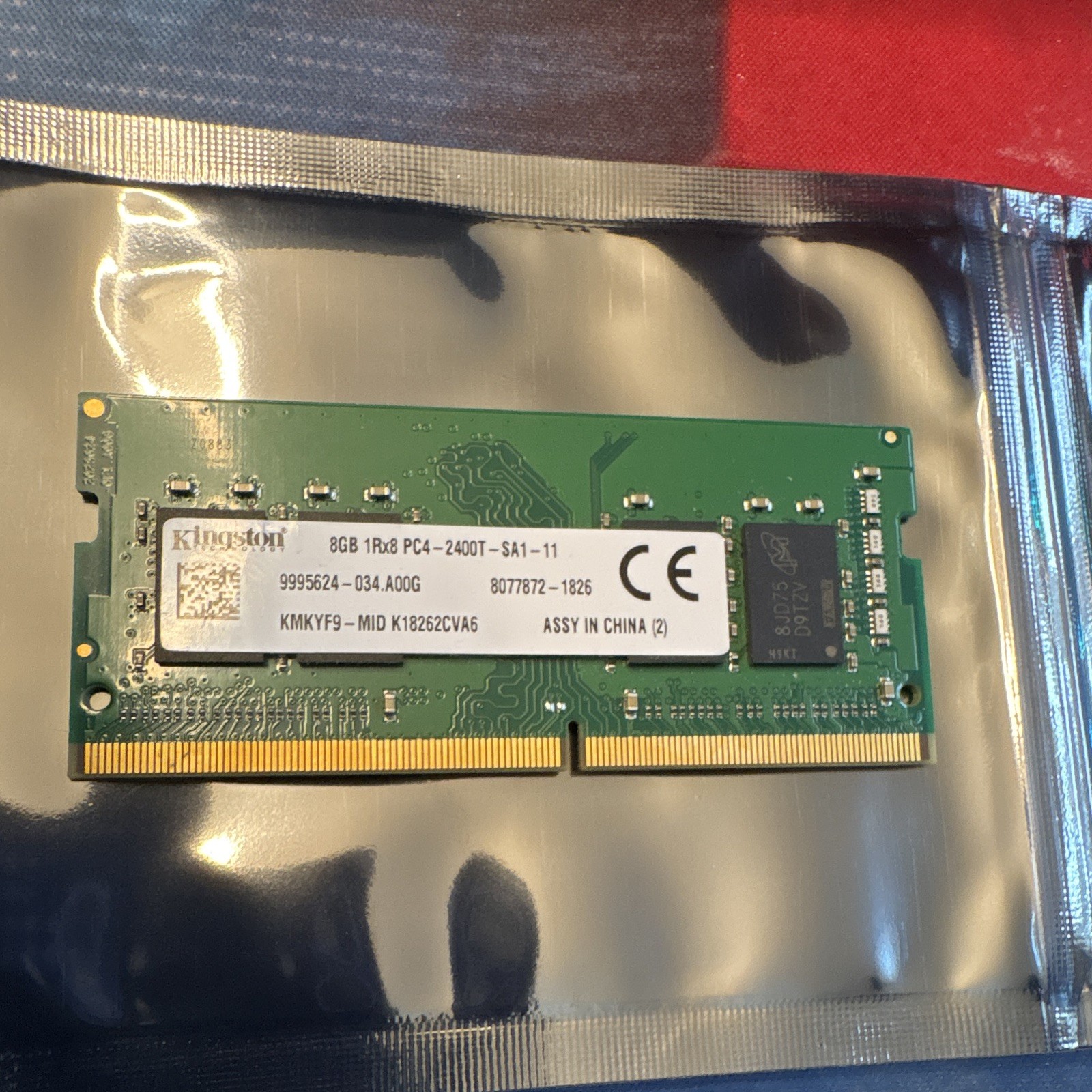 Kingston 8GB DDR4 Laptop Memory 1Rx8 PC4-2400T SODIMM