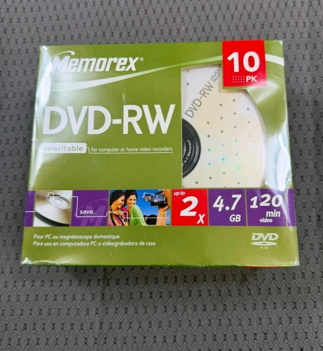 Memorex DVD-RW 10 Pack 2X 4.7GB 120min Sealed NEW 