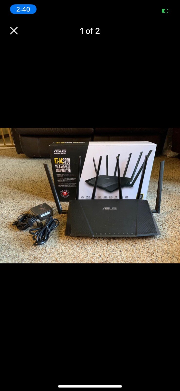 ASUS RT-AC3200 1300 Mbps 4 Port Tri-Band Wireless Router Black 6-Antennas