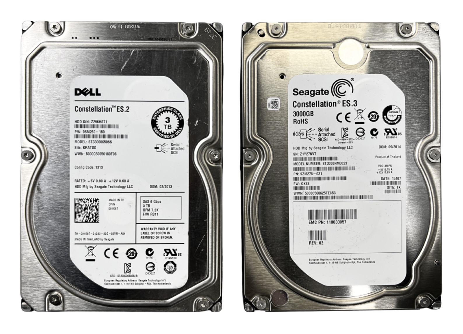 (QTY 2) SEAGATE 3TB 7.2K 6G 3.5'' SAS HDD Hard Drive ST33000650SS ST3000NM0023