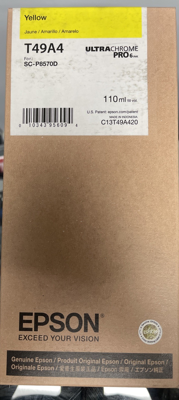 Epson T49A Standard-Capacity 110 mL Yellow Ink Cartridge [T49A420] 09/2024