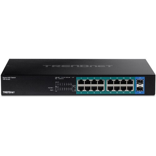 TRENDnet TPE-TG182 16-Port Gigabit PoE+ Compliant Unmanaged Network Switch w/SFP