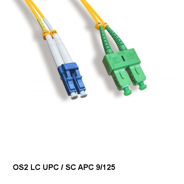 [Lot10] 1 M LC UPC/ SC APC OS2 9 /125 Duplex Single-Mode Fiber Optic Cable