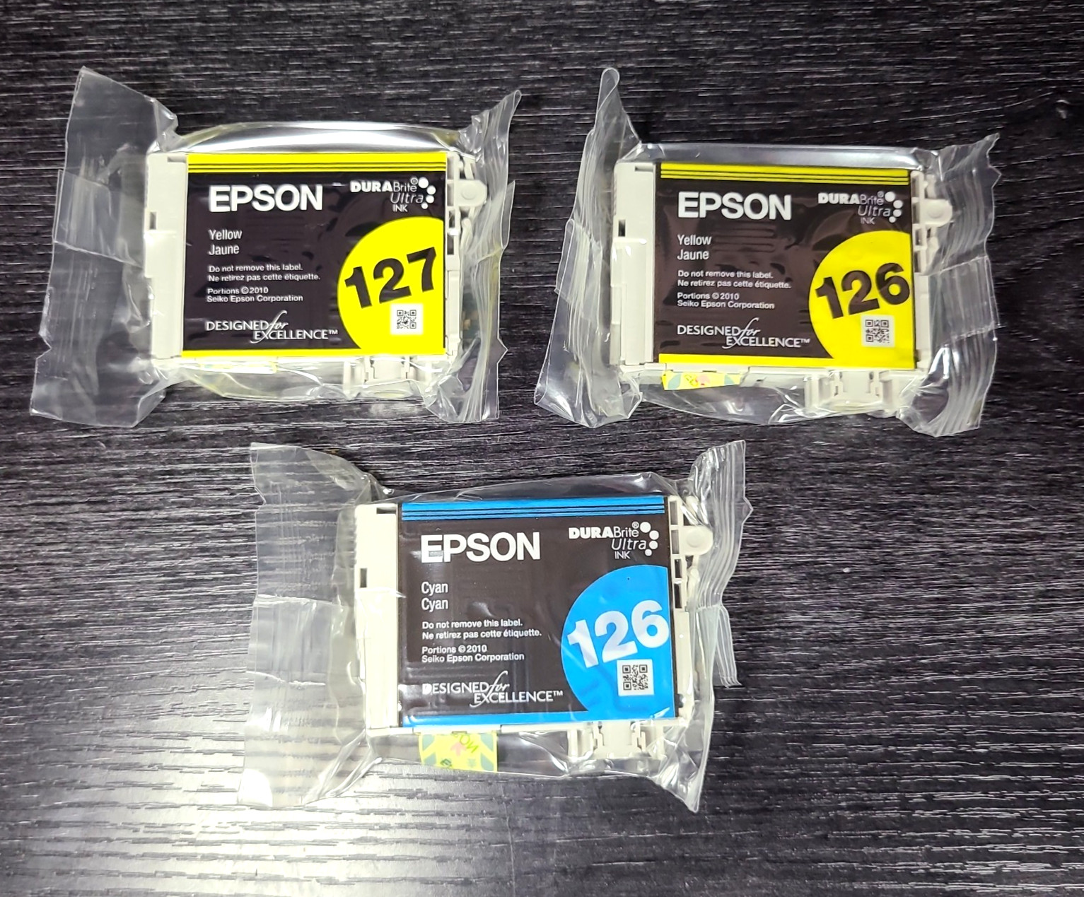 Genuine Epson 127 XL Yellow, 126 Cyan Yellow. For Epson WorkForce WF-3520 + More