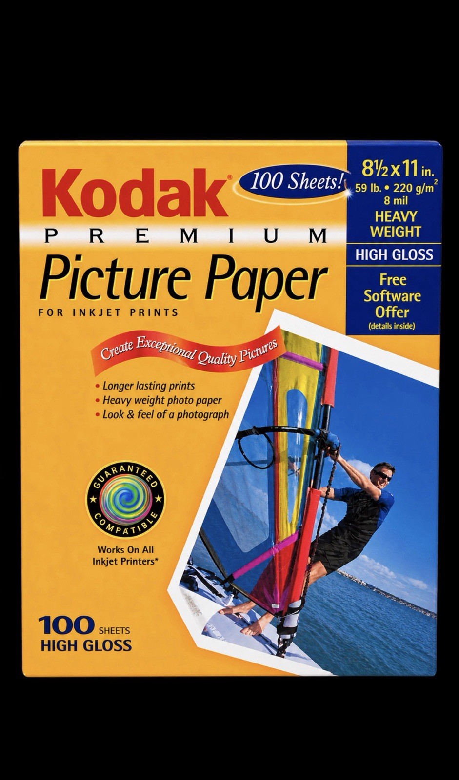 Kodak Premium Picture Paper 8.5x11 High Gloss Inkjet Photo Heavy 100 Sheets NEW