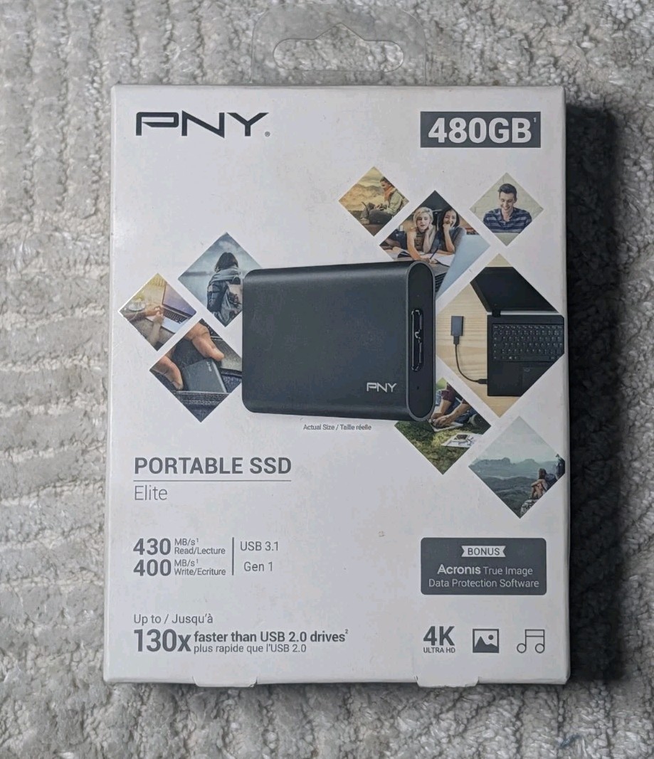 PNY Elite 480GB External 2.5" SSD USB 3.0 (PSD1CS1050-480-FFS) PC/Mac PS4 XBOX