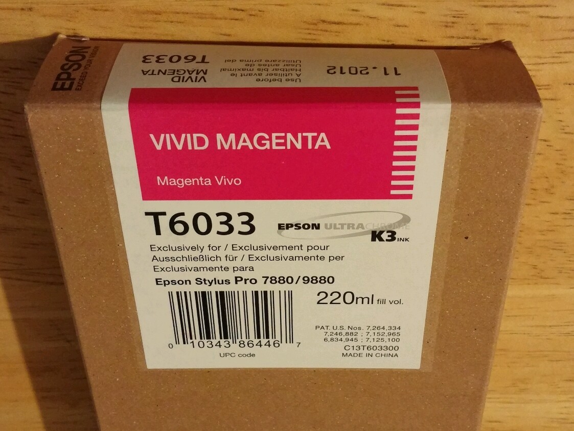 07-2021 NEW GENUINE EPSON T6033 VIVID MAGENTA 220ml INK STYLUS 7880 9880 T603300