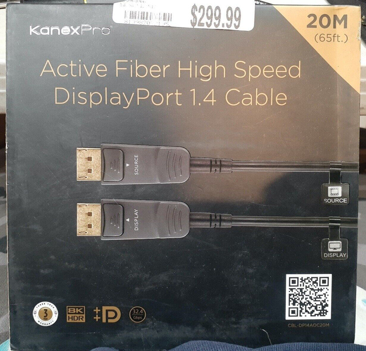 KanexPro Active Fiber DisplayPort 1.4 Cable (20 meters) CBL-DP14AOC20M