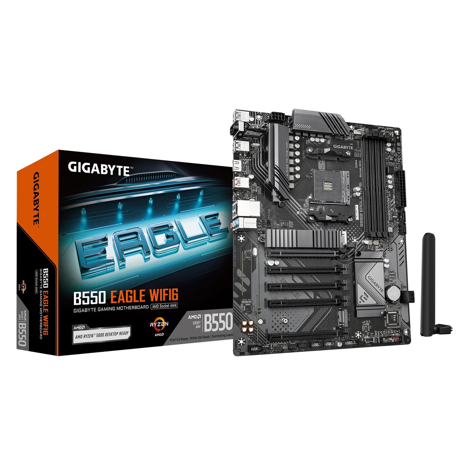 GIGABYTE B550 EAGLE WIFI6 Motherboard - AMD Ryzen 5000 G-Series CPUs, 10+3+1 Pha