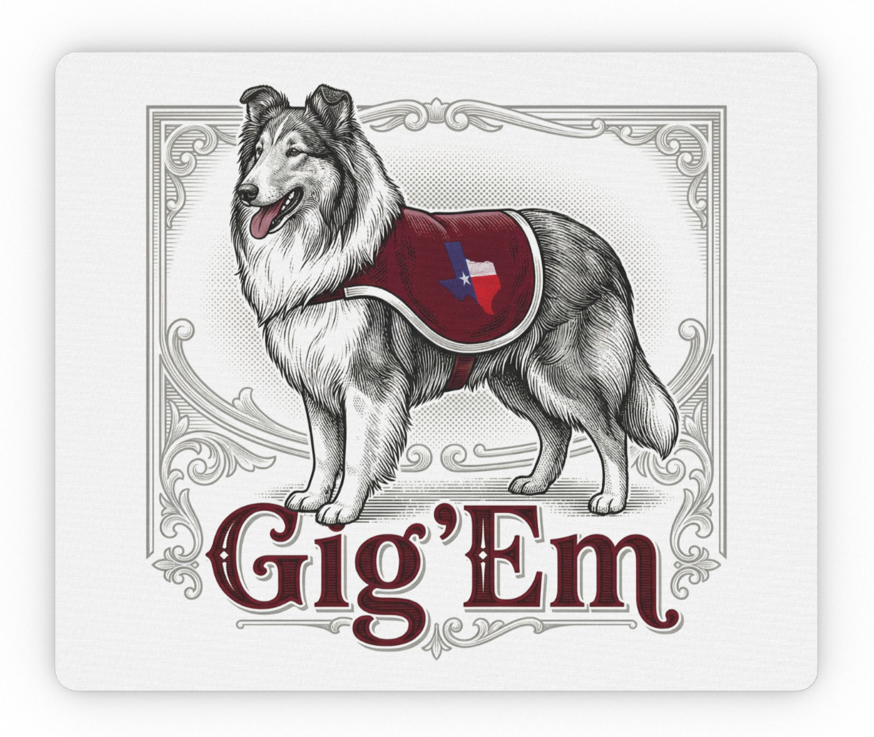 Texas A&M Aggies "Gig 'Em" Mouse Pad - Vintage Reveille Design - Texas Football