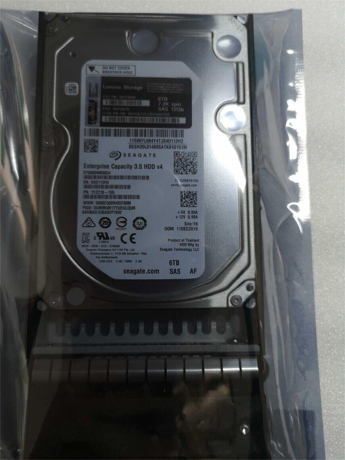 For Lenovo 00YG670 00YG668 6TB 7.2K 3.5'' SAS DS6200 DS4200 Hard Drive HDD
