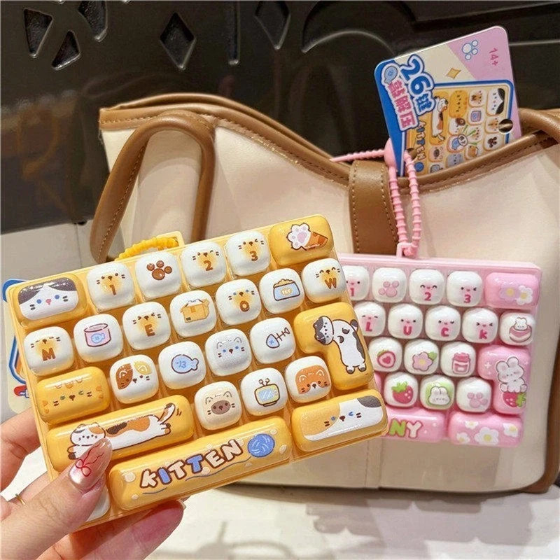 26-Key Clicker Fidget Keychain Anti Stress Keyboard Keycap Toy