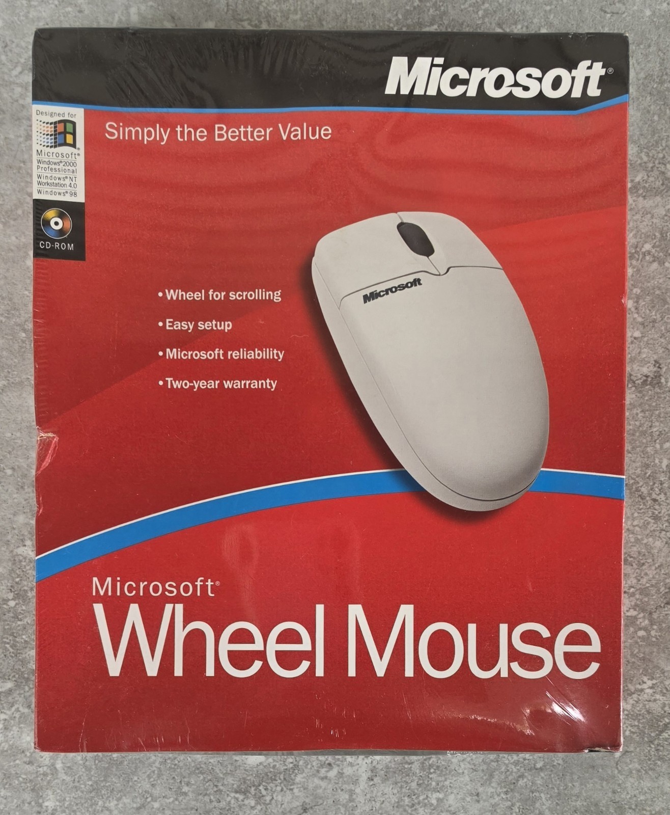 New Vtg SEALED MICROSOFT Wheel Mouse 1.0 PS/2 Windows 95 /98 Computer Wired